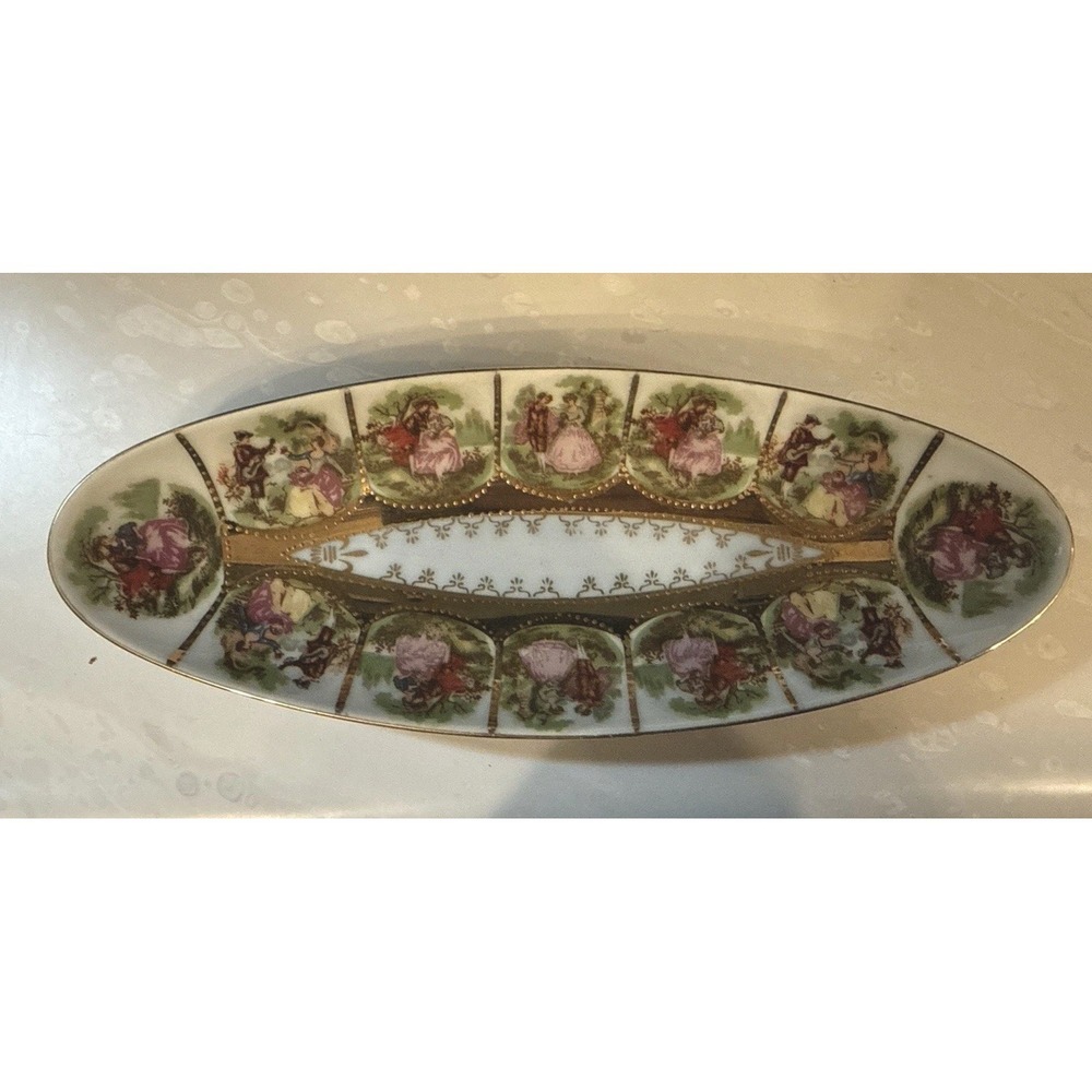 1940 Royal Vienna Beehive‎ Love Story Pink & Gold Porcelain Dish